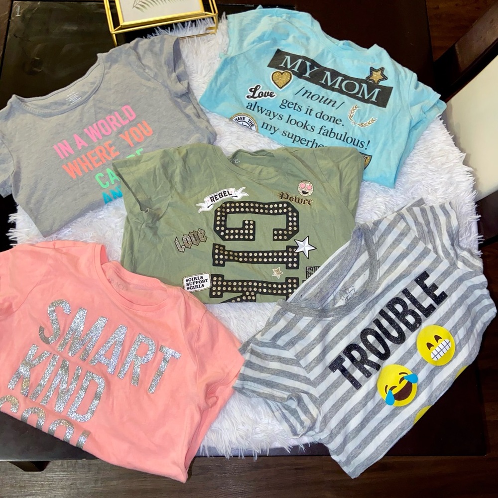 Size 10/12 Girl Summer Shirt Bundle (One 7/8)